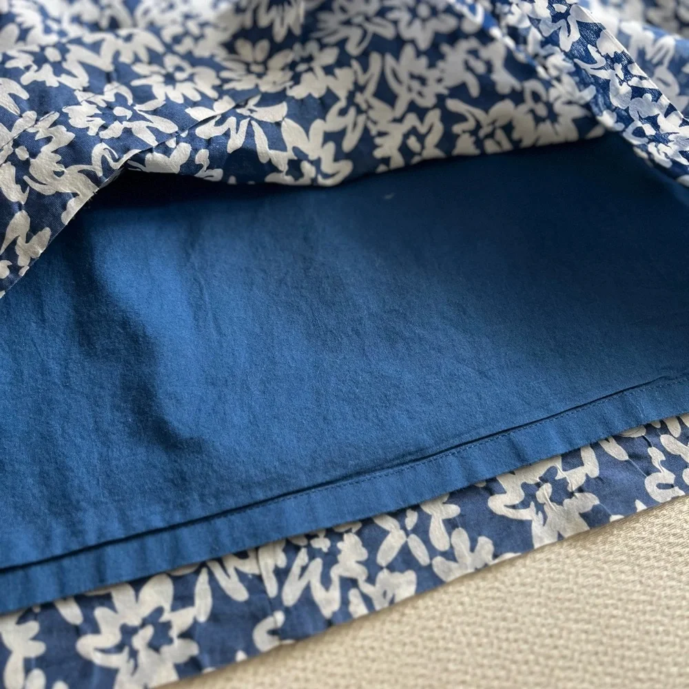 Brooks Bros Blue/White Floral Sleeveless Cotton/Silk Dress Preppy Office Sz 4